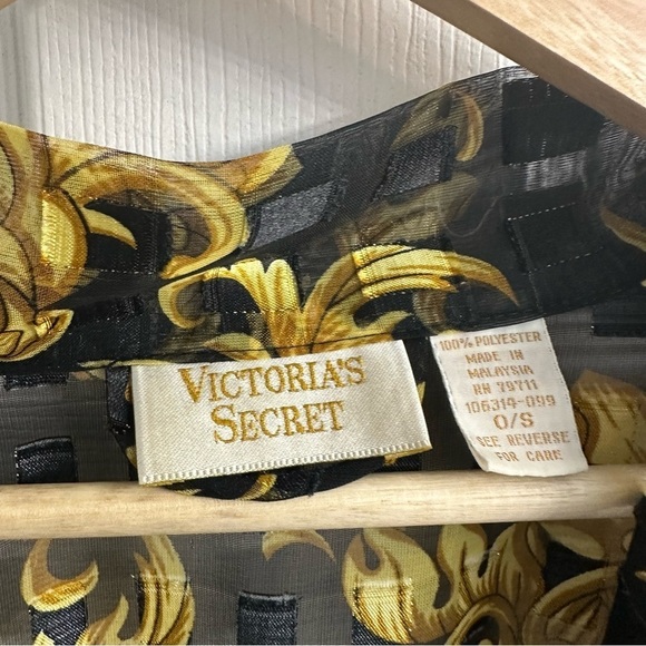 Vintage Victoria’s Secret Robe Gold Label Black Luxury Casual Lounge One Size - Picture 7 of 8